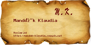 Mandák Klaudia névjegykártya